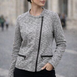 Maison Scotch 100% Cotton Moto Zip Jacket | Gray | Size 2 | Elevated Casual